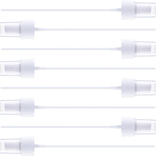 8pcs Spray Bottle Top, Fine Mist Spray Nozzle with 5.9" Dip Tube, Trigger Sprayer Pump Replacement for Perfumes Essential Oil Cleaning Solution- White