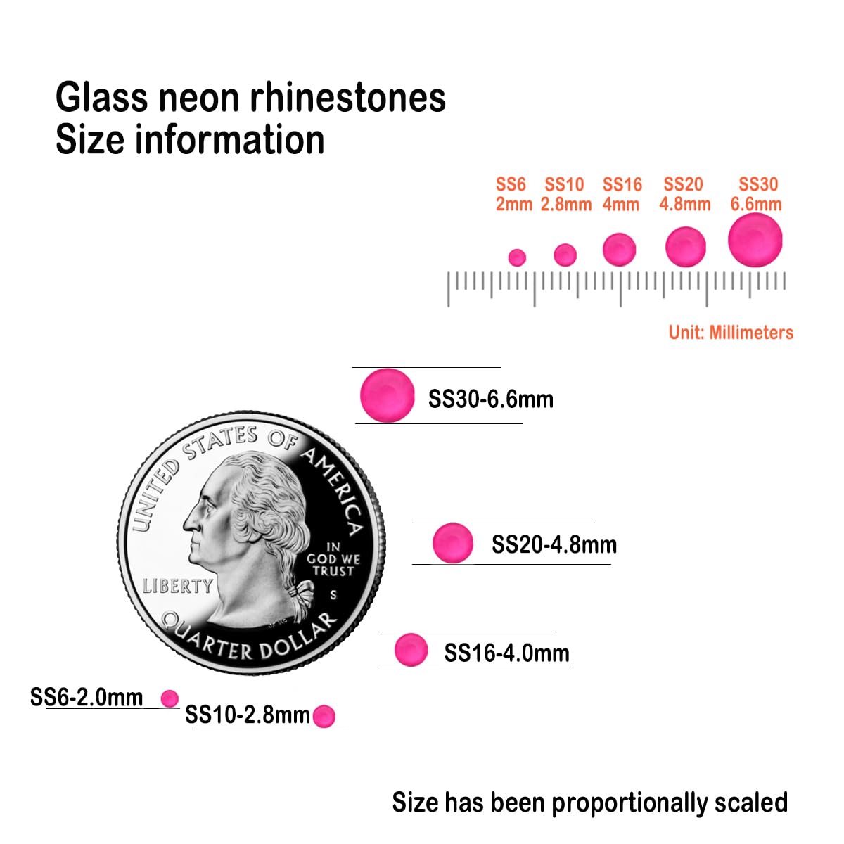 Flatback Glass Rhinestones,Bedazzler Gems 1440pcs Non Hotfix Crystal Rhinestones for Nail Charms Crafts Clothes Tumblers,Hot Pink Neon,SS20