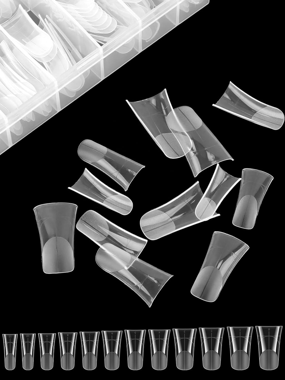 TOROKOM 120Pcs Poly Extension Gel Dual Nail Forms Nail Forms Full Cover Coffin Nail Molds 12 Sizes for Gel Manicure Nail Art Design Salon&DIY