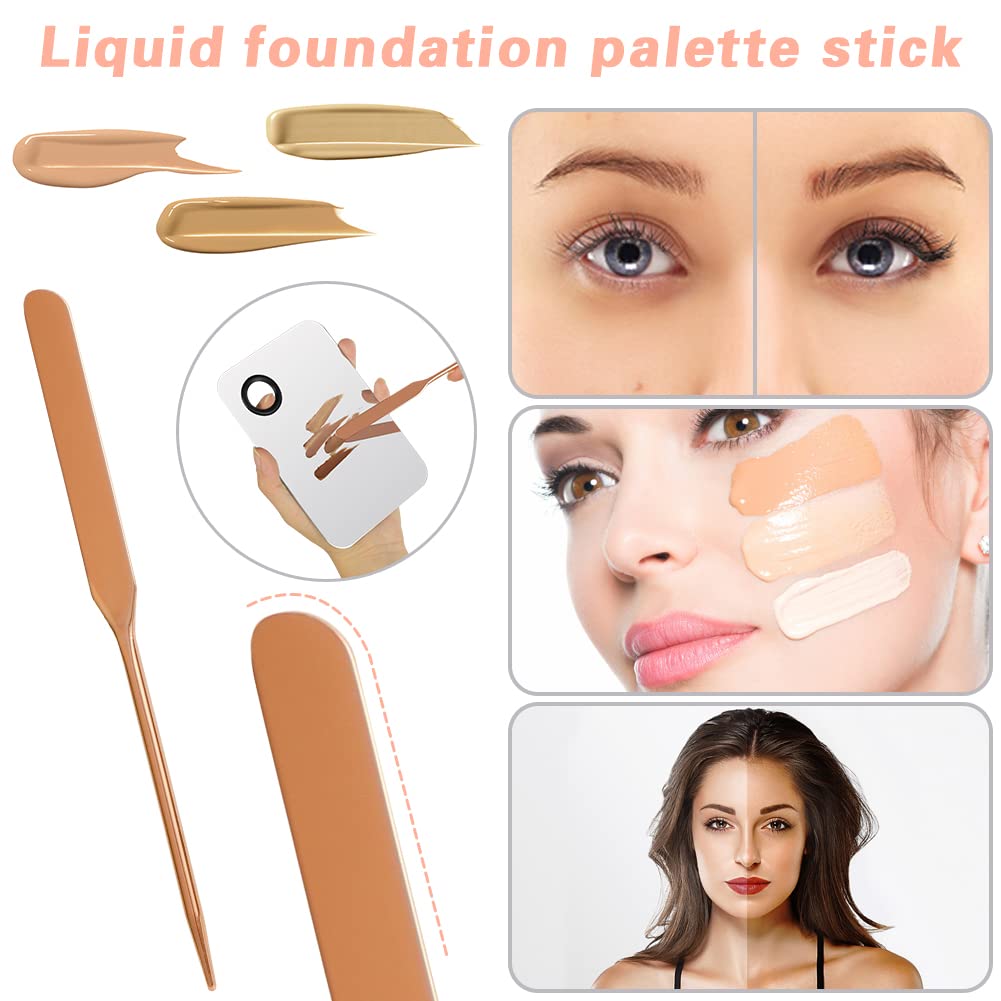 3PCS Makeup Mixing Palette, Stainless Steel Cosmetic Makeup Palette With Spatula Makeup Artist Tool, Professional Cosmetic Mixing Makeup Palette For Mixing Eye Shadow/Eyelash/Nail Art/Foundation