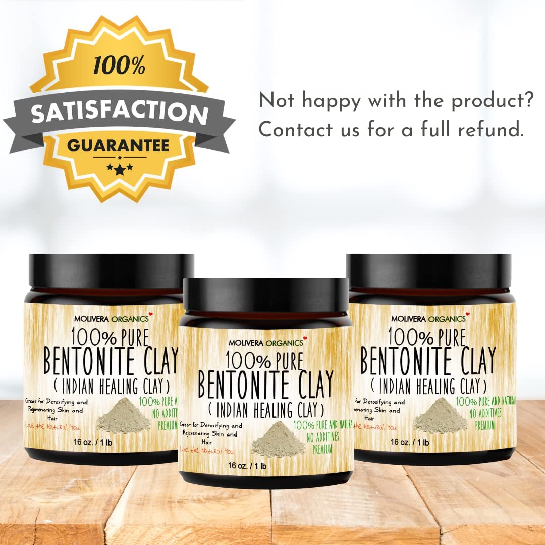 Premium 1 lb Bentonite Clay Pure, Natural Detoxifying Clay for Face Masks, Hair Care & More - Best Healing Clay - USA Made