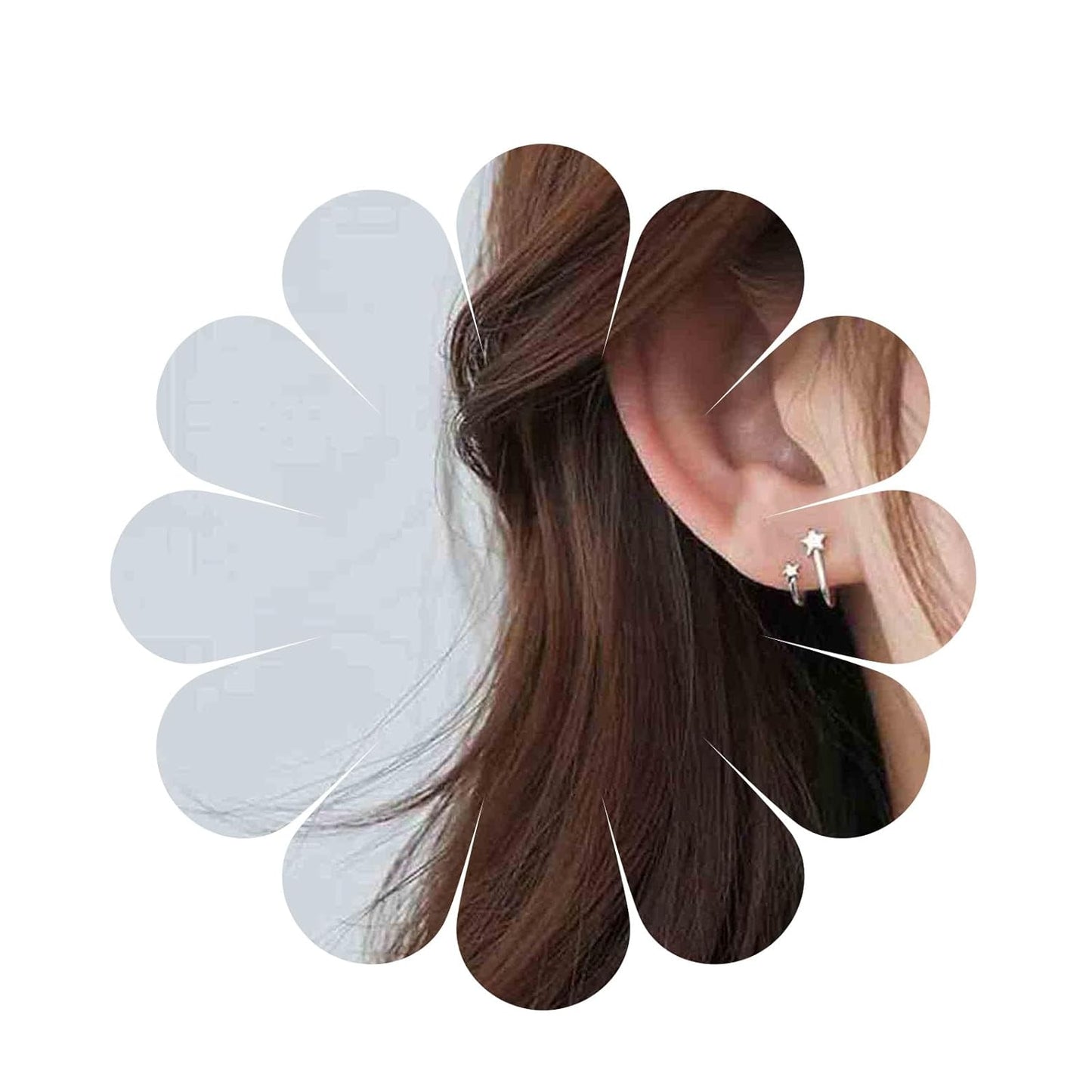 Star Spiral Hoop Earrings Silver Star Wrap Earrings Boho Cluster Star Studs Earrings Twist Ear Huggies Earrings Jewelry for Women and Girls