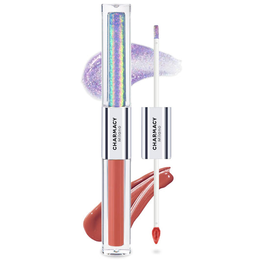 CHARMACY Multichrome Double Head Non-Stick Lip Gloss, Metallic Colourful Lip Glaze, Anti-transfer, Long Lasting Waterproof Liquid Lipstick Makeup (#01)