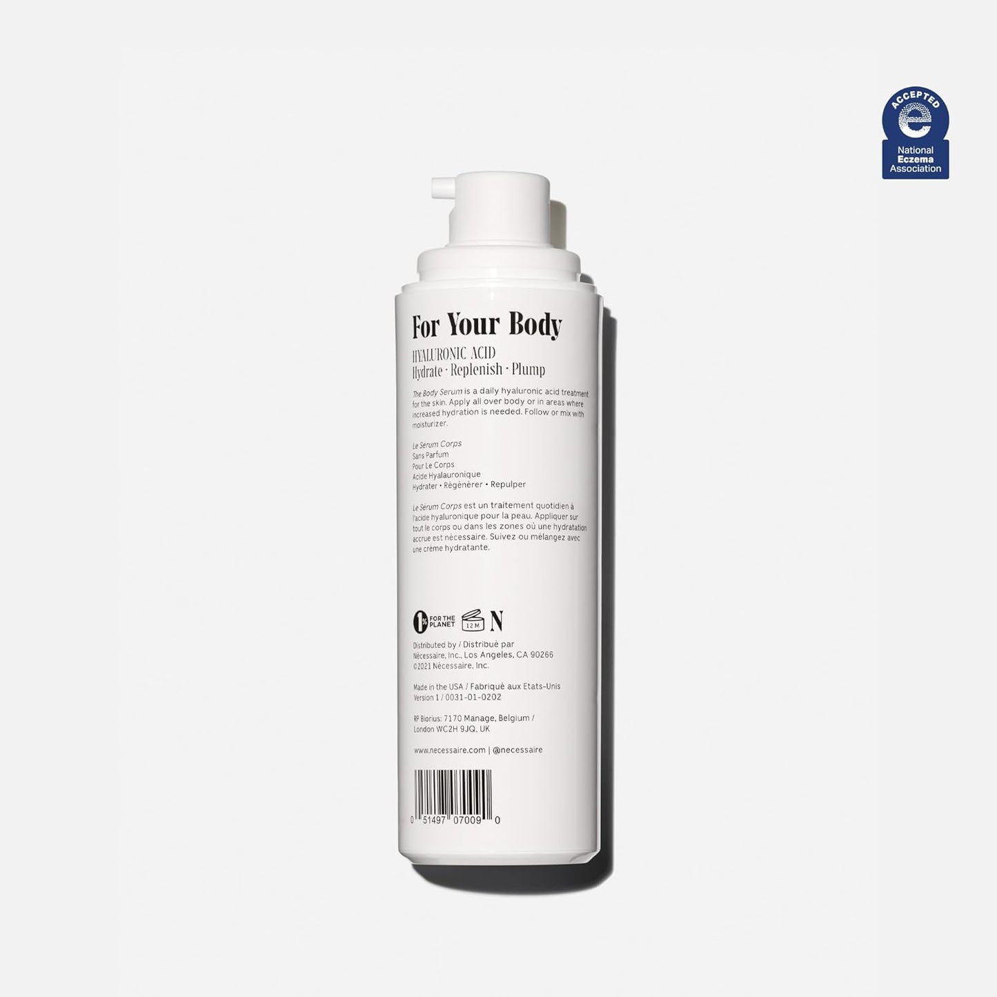 Nécessaire The Body Serum - Hydrating Serum With Hyaluronic Acid, Niacinamide + Ceramides. Dermatologist-Tested. Hypoallergenic. Approved By The National Eczema Association. 150 ml / 5.1 fl oz.