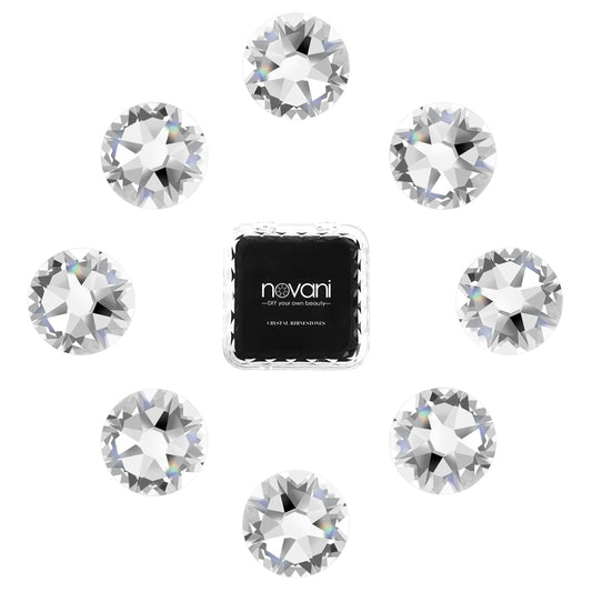 Novani 72pcs Clear Rhinestones Flat Back Round Rhinestone Style 2088 Sparkly Crystal Gemstones for Nail Art and Crafting,SS40(8.3-8.6mm)
