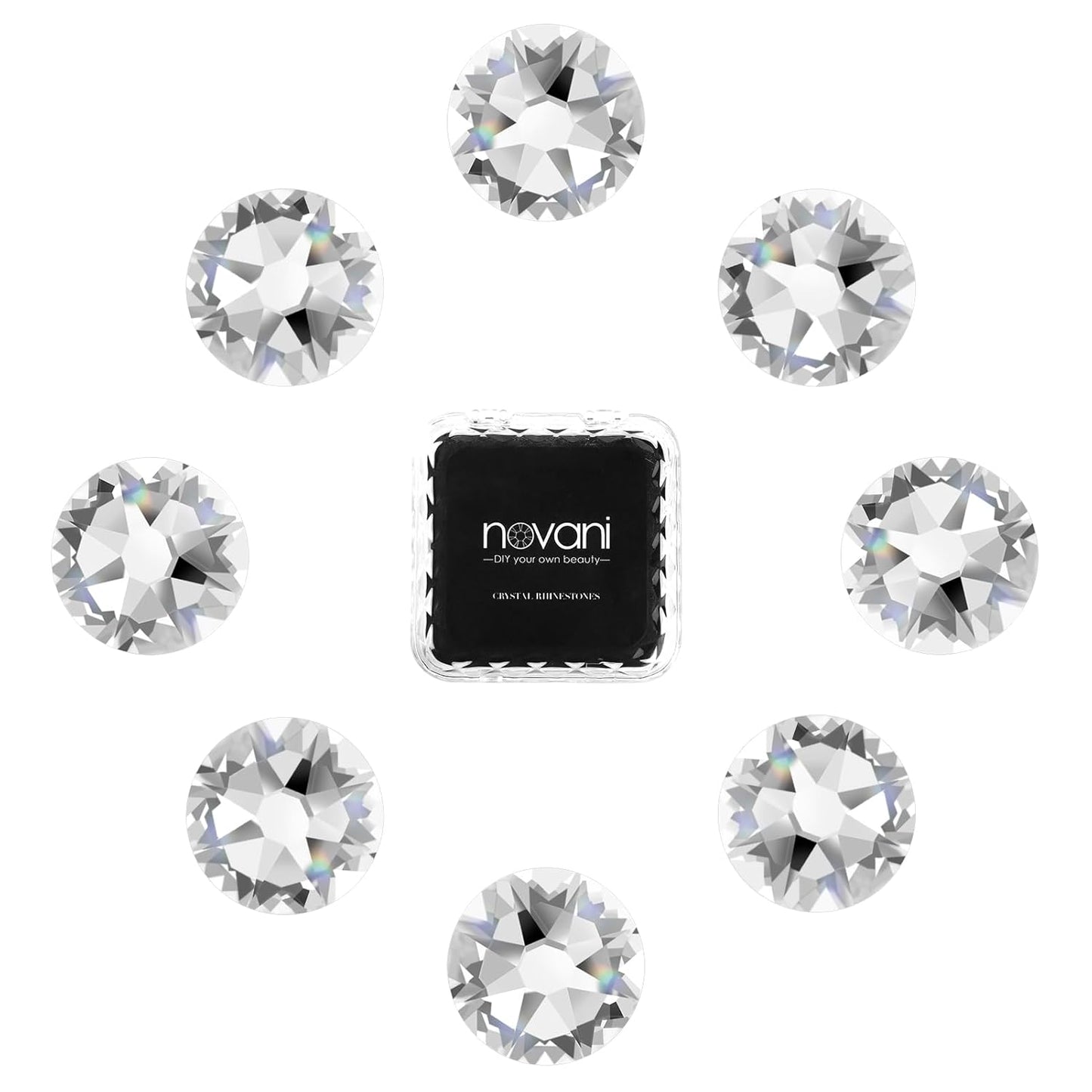 Novani 500pcs Clear Rhinestones Flat Back Round Rhinestone Style 2088 Sparkly Crystal Gemstones for Nail Art and Crafting,SS8(2.3-2.5mm