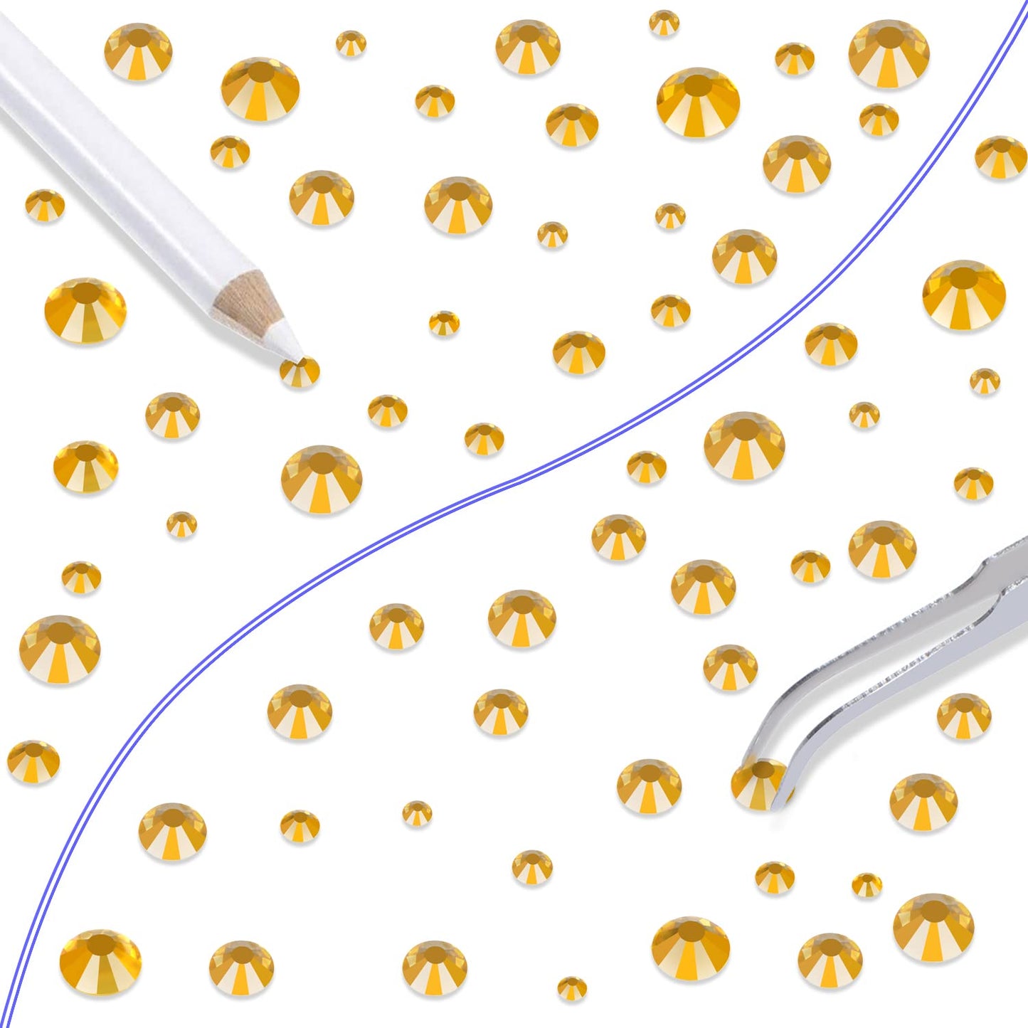 LPBeads 6000 Pieces Topaz Non Hotfix Rhinestones 6 Sizes Round Crystal Glass Flat Back Rhinestones with Tweezers and Picking Pen for Nail Art Crafts Clothes Bags DIY