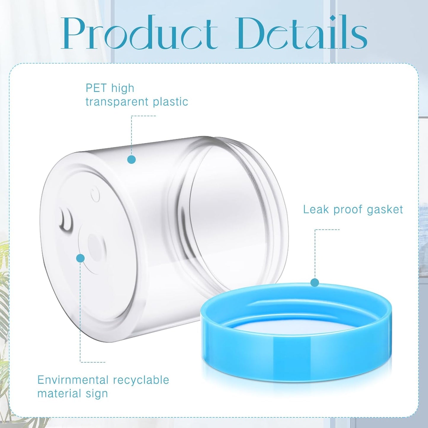 Patelai 4 Pieces Round Wide-mouth Leak Proof Plastic Container Jars with Lids for Travel Storage Makeup Beauty Products Face Creams Oils Salves Ointments DIY Making(6 Ounce,Blue)