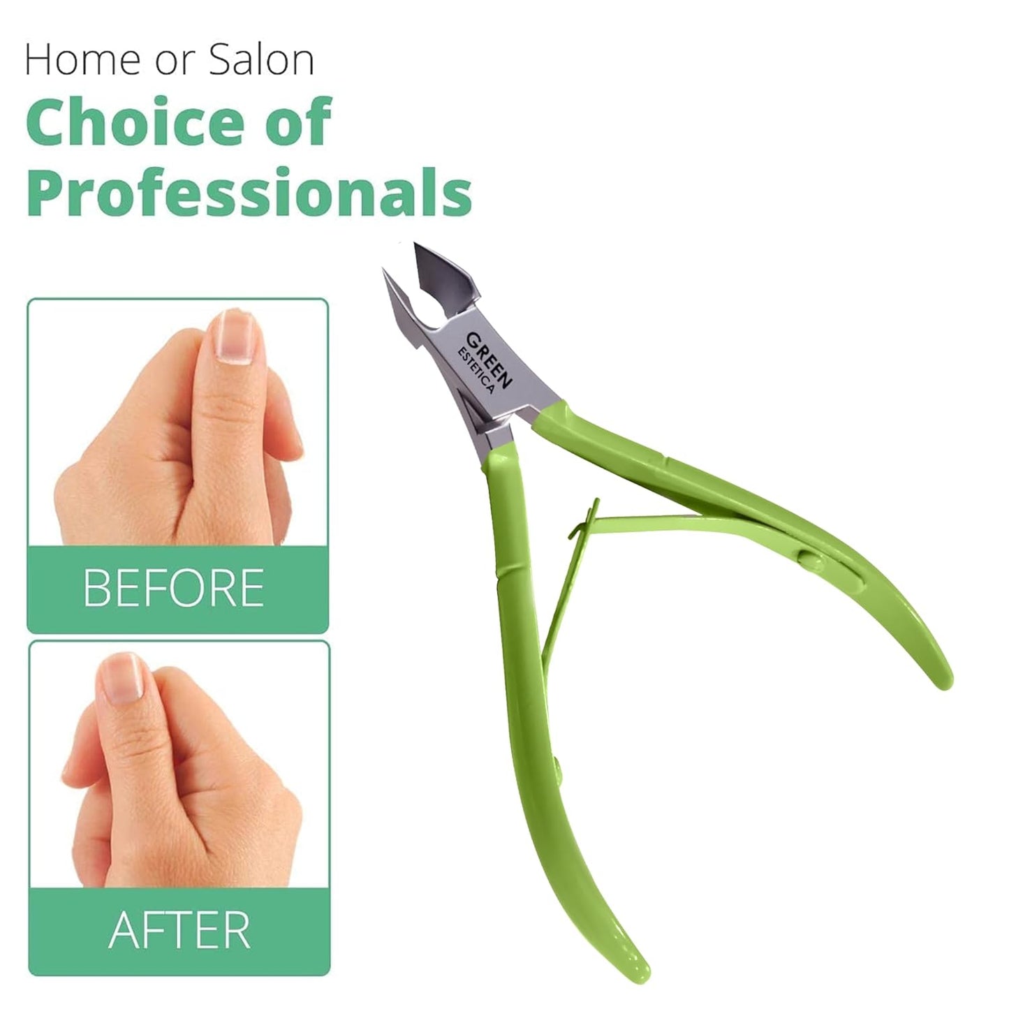 Professional Cuticle Trimmer Nail Cuticle Cutter Stainless Steel Cuticle Nippers with Sharp Blades of Cuticle Remover Clippers Manicure Tools Double Spring for Nail Care Pedicure Nail Tools (Green)