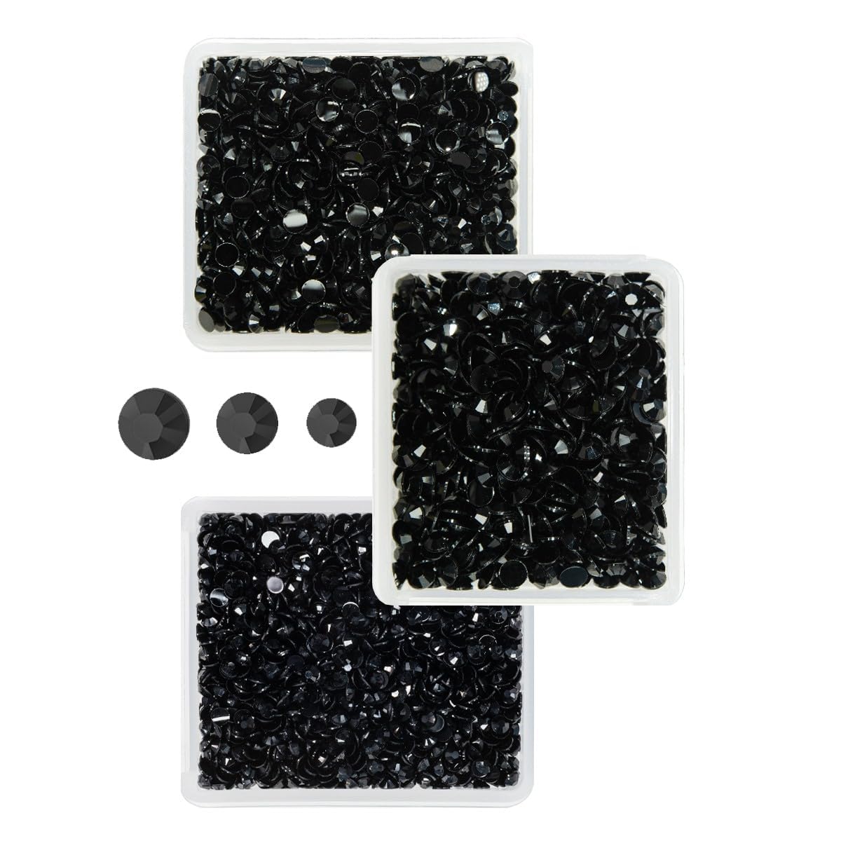Pure Black Resin Rhinestones for Crafting 3mm 4mm 5mm Flatback Jelly Stones Bulk SS10 SS16 SS20 Non-Hotfix Diamonds Gems for Nails Face Eyes Makeup Body Mugs Tumblers DIY Crafts Clothes Shoes