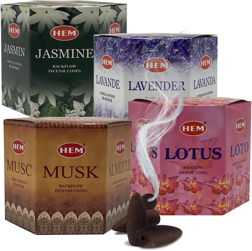 TRUMIRI Incense Cones, 4 Sets of 40 Cones Each, Variety Pack (Jasmine, Lavender, Lotus, Musk) for Waterfall and Mat Bundle