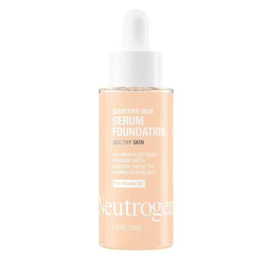 Neutrogena Healthy Skin Sensitive Skin Serum Foundation with Pro-Vitamin B5, Color Correcting & Pore Minimizing Liquid Foundation & Face Serum, Buildable Coverage, Light 01, 1 oz