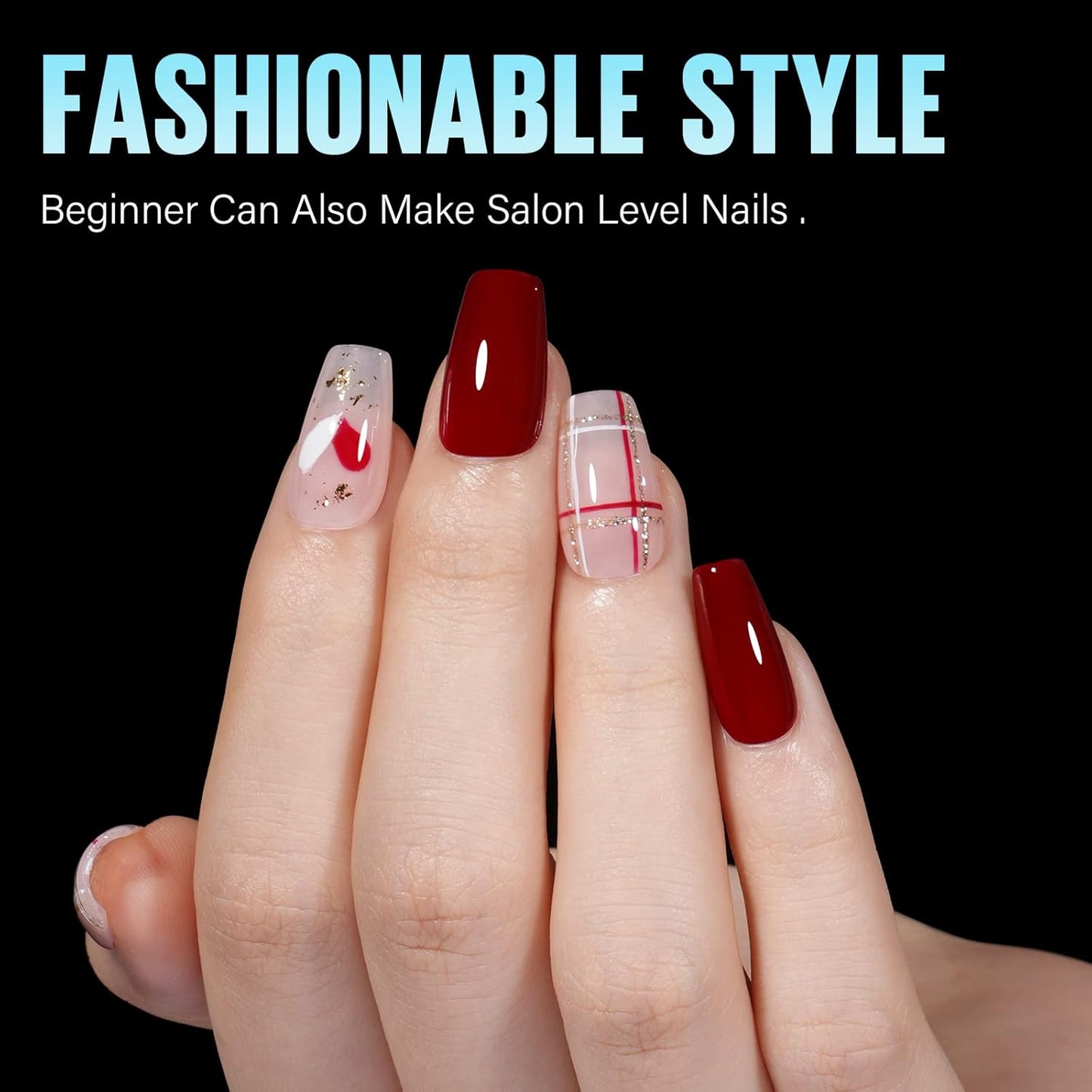 TOMICCA Medium Coffin Nail Tips, 360Pcs Half Matte Gel Nails, 15 Sizes Nail Extension Tips Set, Full Cover Pre Shaped Fake Nails for Beginner and Professional DIY Nail Salon