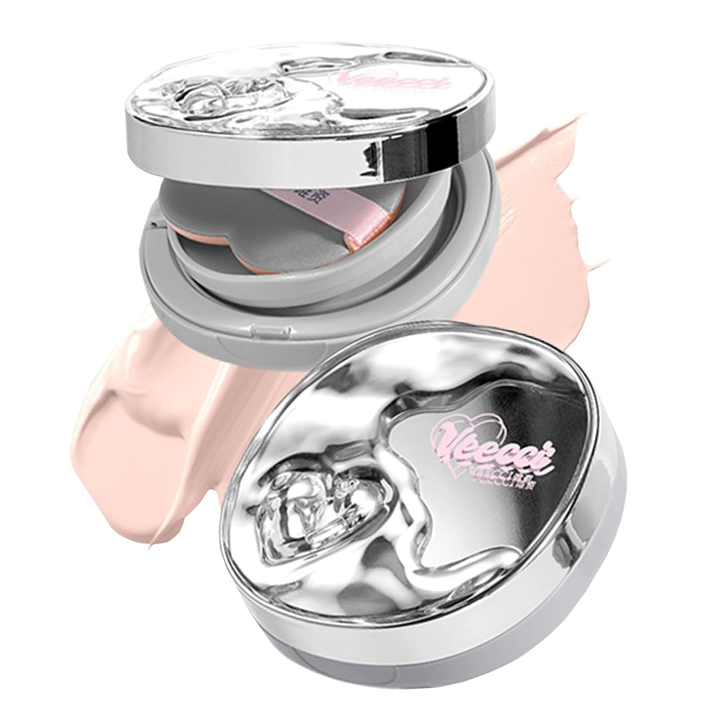 Cream Cushion Foundation with Satin Finish, Flawless Coverage, Hydrating with Skin Care Formula, Long-Lasting, Oil-Moisture Balance Foundation Makeup (Natural Beige)