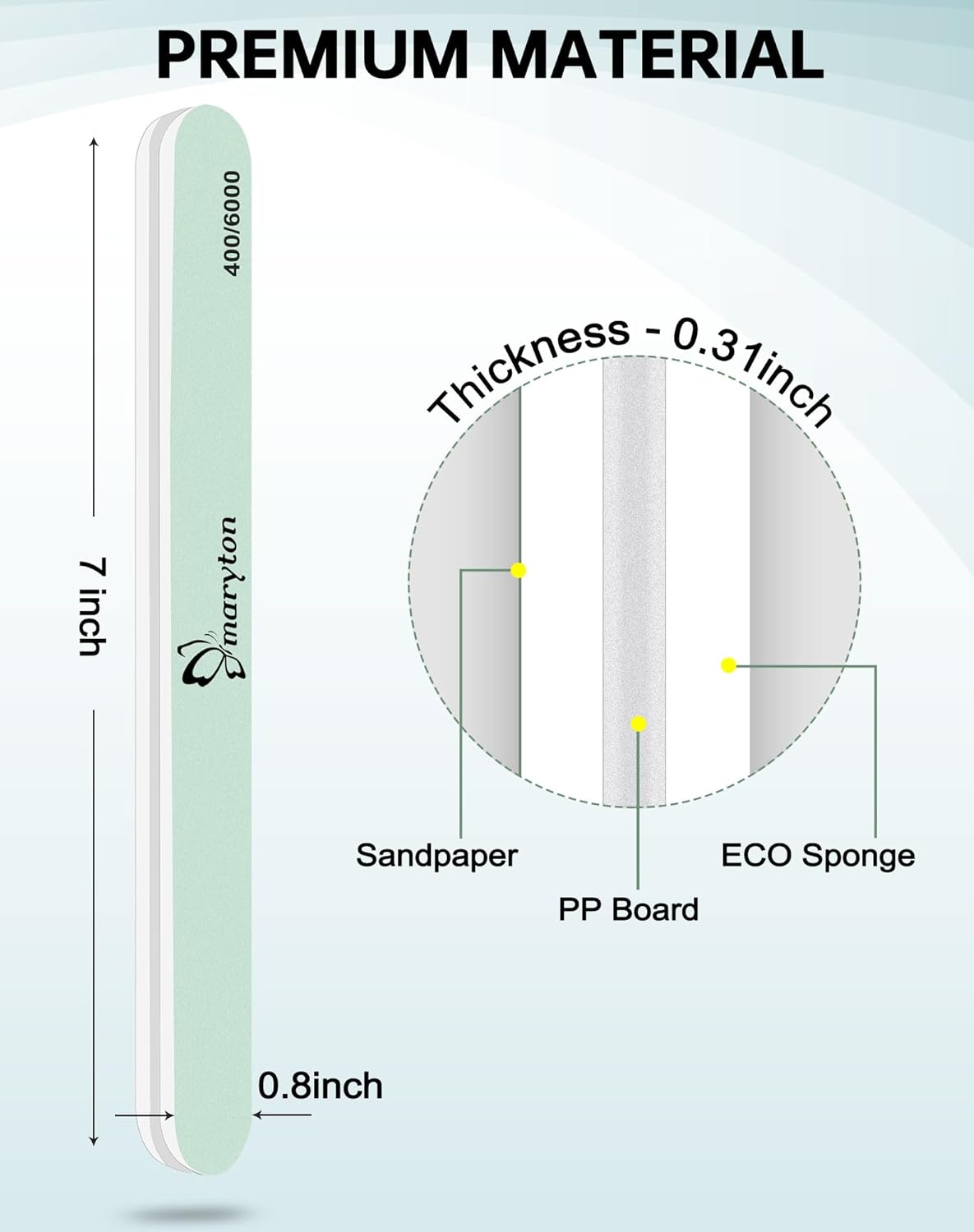 Maryton Nail Buffer and Shine Kit - 10pcs Nail Shine Buffer Blocks for Natural Nails Polisher Fingernail Buffer Buffing File 400 6000 Grit