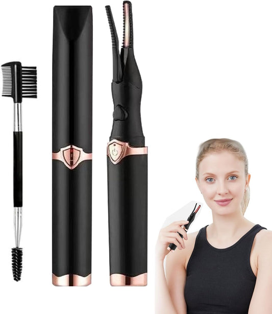 Peshoriadm Eyelash Curler, 2-in-1 Electric Heated Eyelash Curler, 3 Temperature Modes, USB Rechargeable Eyelash Styling Tool,Natural Curling for Women Makeup Tools (Black)