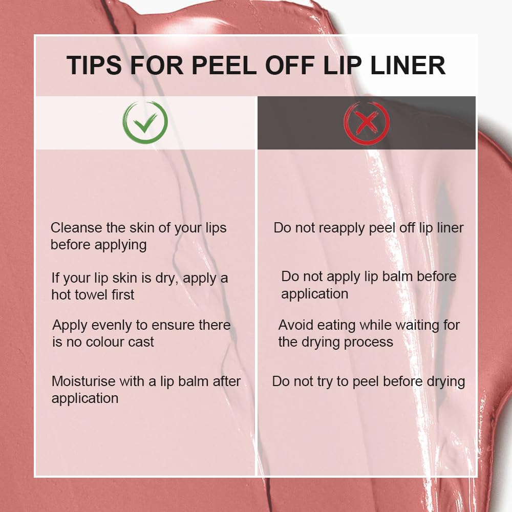 Peel Off Lip Liner Stains for Women, Long Lasting Waterproof Matte Finish Lip Tint Stains with Tweezer Kit, Transfer Proof, Easy to Use, Peel Off Liquid Lipstick for All Skin Types, #6 Rose Red