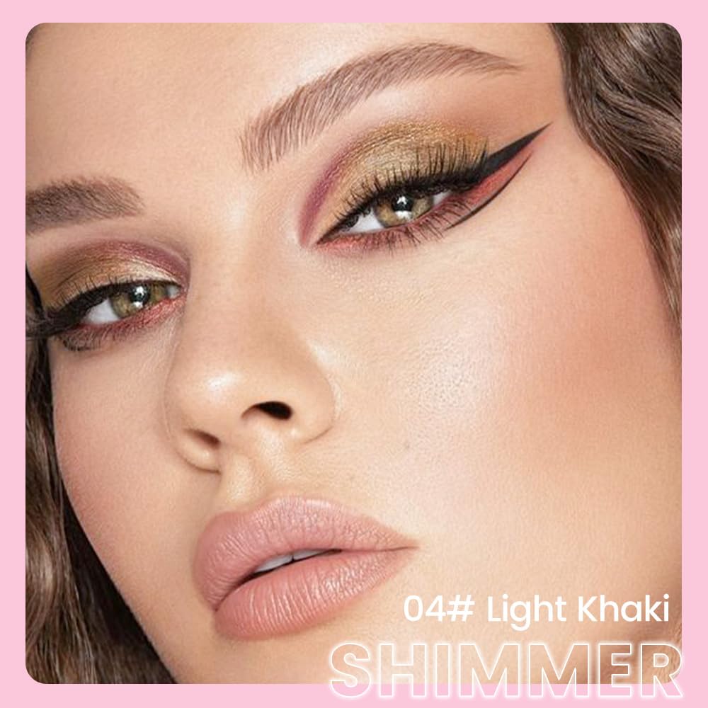 Kaely 2in1 Cream Eye Shadow Brightener Sticks for Eyes, Pencil Eyeshadow Applicator Stick Waterproof Pigmented, Eye Shadow Palette Highlighter Makeup, sombras para ojos, 04 Light Khaki Shimmer