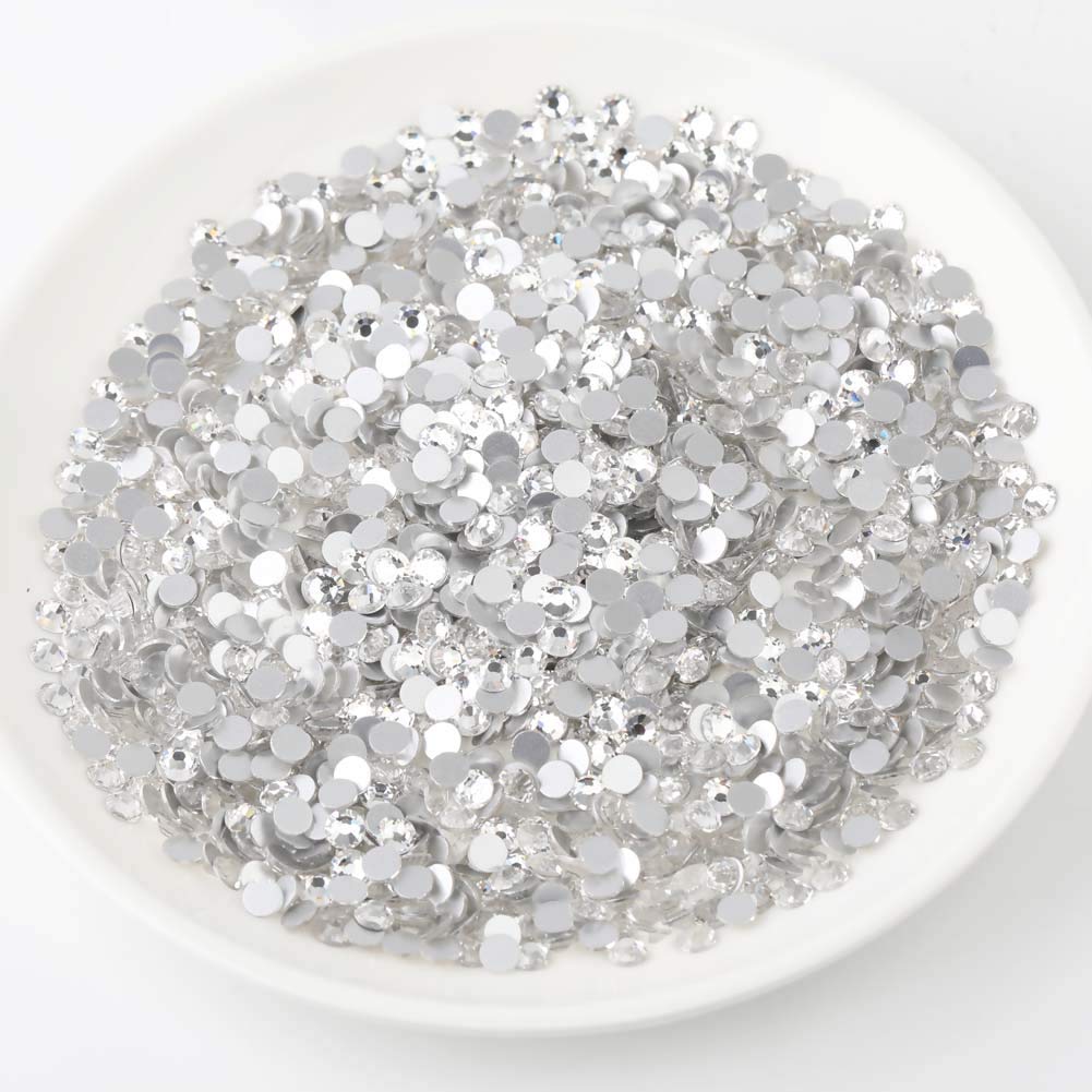 beadsland Flat Back Crystal Rhinestones Round Gems for Nail Art and Craft Glue Fix, Crystal (1.9-2.0mm) SS6/1440pcs