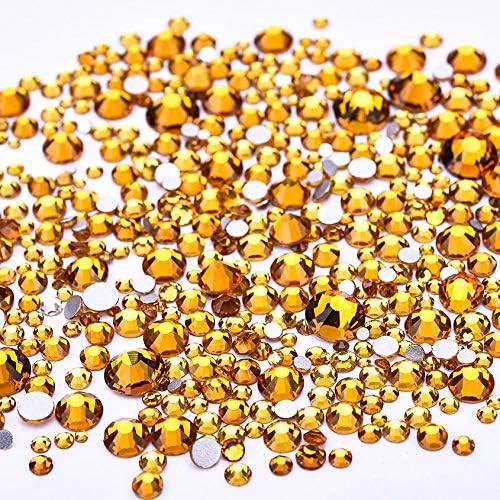 3456pcs Flatback Rhinestones Glass Charms Diamantes Gems Stones for Nail Art 6 Size ss4~ss12 Topaz