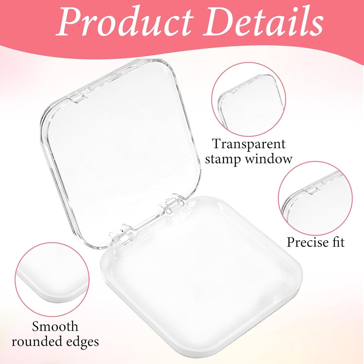 4 PCS 2.95" Nail Art Display Box, Press On Nail Storage Box Acrylic Nails Display Boxes Clear Empty Plastic Nails Tips Storage Boxes with 30 Pcs Adhesive Double Sided Tape for Art Salon (White)