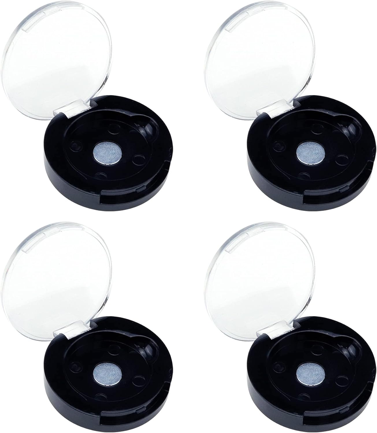 4 Pack Empty Eyeshadow Holder Case Round Magnetic Makeup Eyeshadow Lipstick Palette Container For Travel Sample DIY - Black
