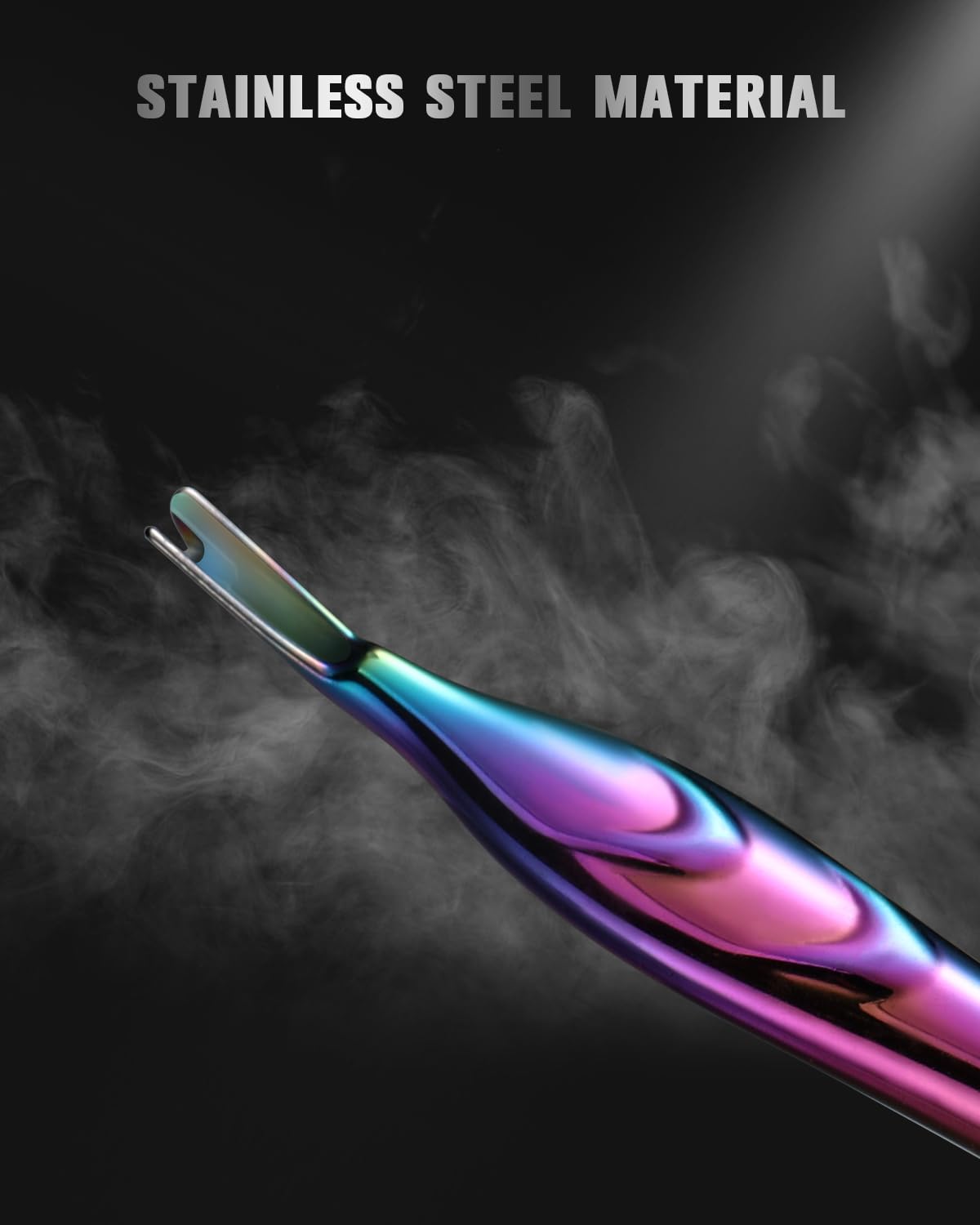 FERYES Cuticle Pusher with Fork, 2-in-1 Cuticle Trimmer Nail Care Tool, Stainless Steel Cuticle Remover Tool for Manicures and Pedicures -Rainbow