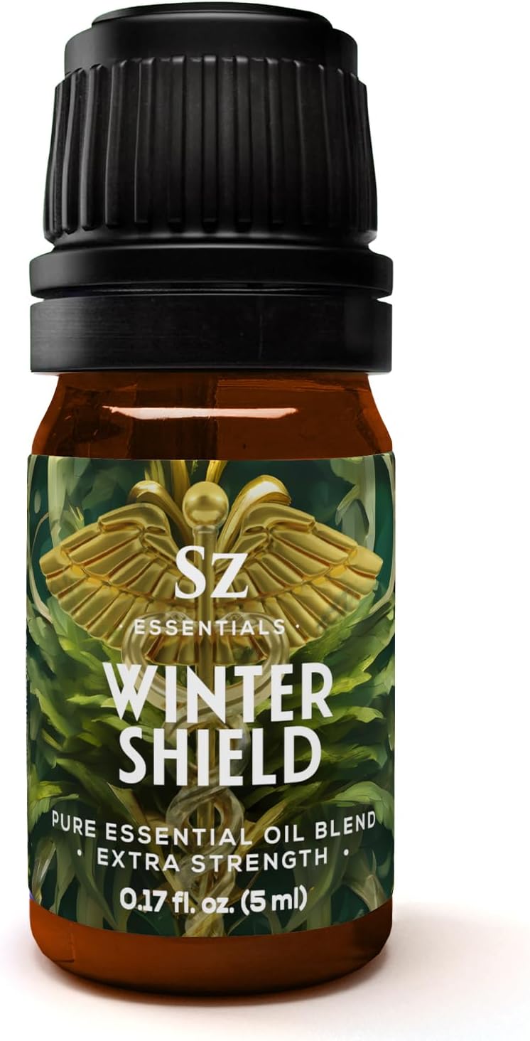 Winter Shield Essential Oil Blend for Diffuser and Humidifier - Extra Strength Protective Seasonal Defense - 100% Pure, Natural & Undiluted - Therapeutic Grade & Vegan - 0.17 oz (5ml)