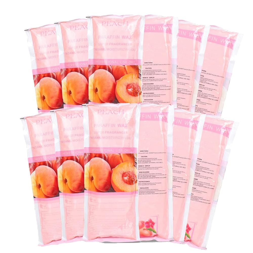 Toyar Paraffin Wax Refills, 12 Pack Peach Scented Paraffin Wax Beads Blocks for Paraffin Bath, Paraffin Wax Machine Refills for Hand Feet Dry Skin,Rrelieves muscle fatigue, Hydration and nourish