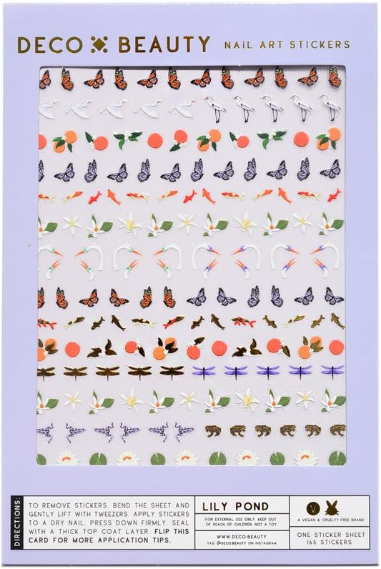 Lily Pond Nail Stickers - Lightweight & Easy-to-Apply Nail Art with Cute & Trendy Designs - Durable & Long-Lasting Nail Stickers for Women, Ideal for DIY Manicures