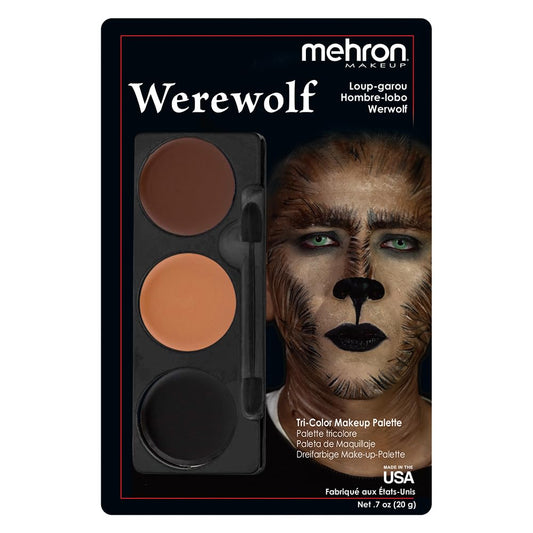 Mehron Makeup Tri-Color Character Makeup Palette | Halloween, Special Effects and Theater Cream Makeup FX Palette | Face Paint Makeup .7 oz (20 g) (WEREWOLF)
