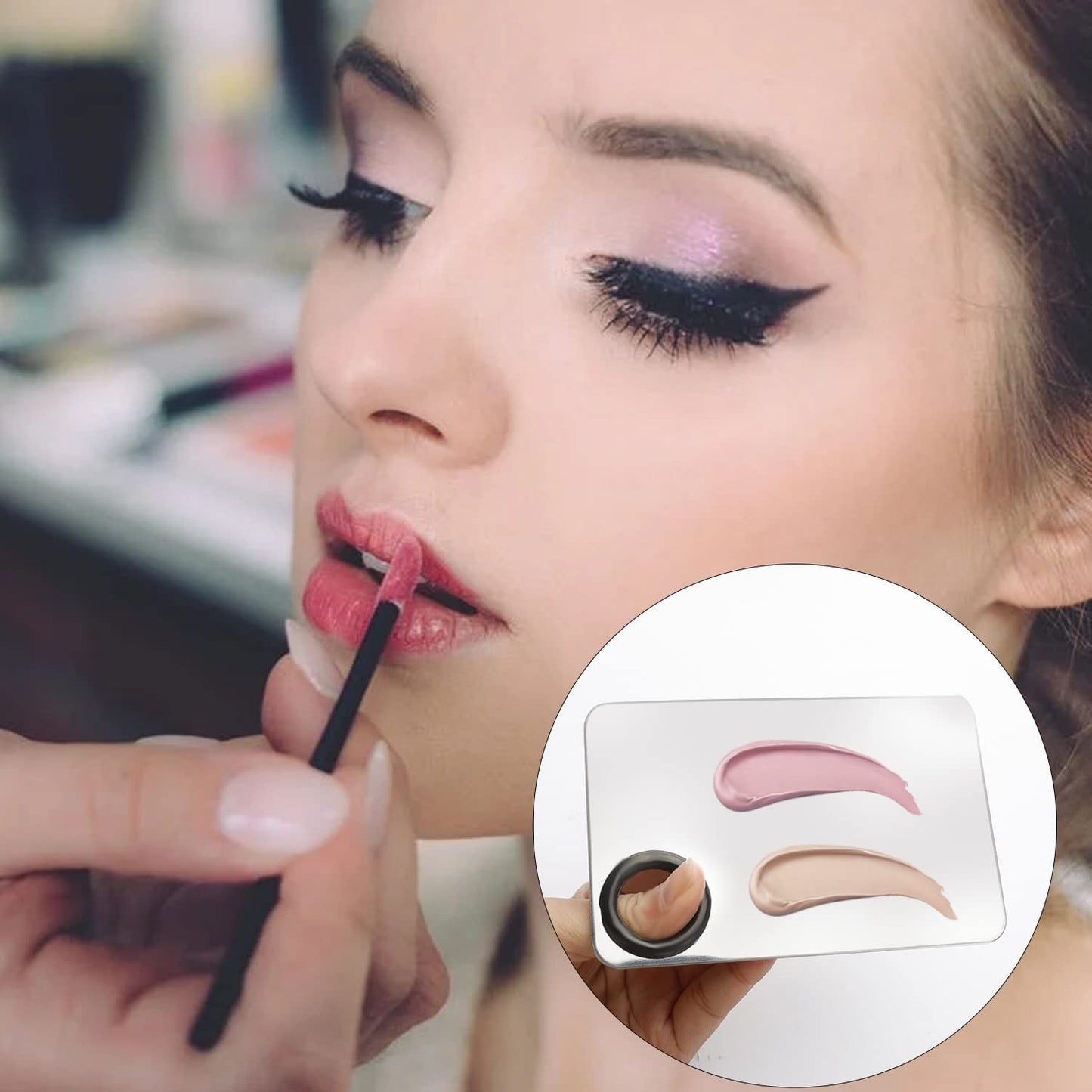 2 Pcs Acrylic Cosmetic Makeup Palette + 1 Pc Makeup Spatula, Makeup Mixing Tray Apply for Foundation Nail Art Beauty Salon Color Cream Liquid Mixing Art Palette