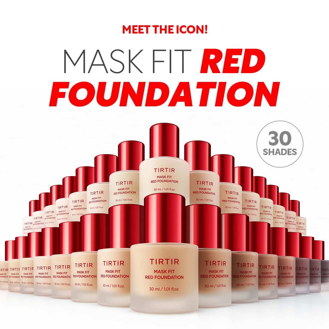 TIRTIR Mask Fit Red FoundationㅣLong Lasting Flawless Coverage, Energy Essence, Lightweight, Hydrating, Pore-Blurring, Breathable Satin Finish, Makeup, Radiant Skin, #28N Oat, 1.01 Fl Oz