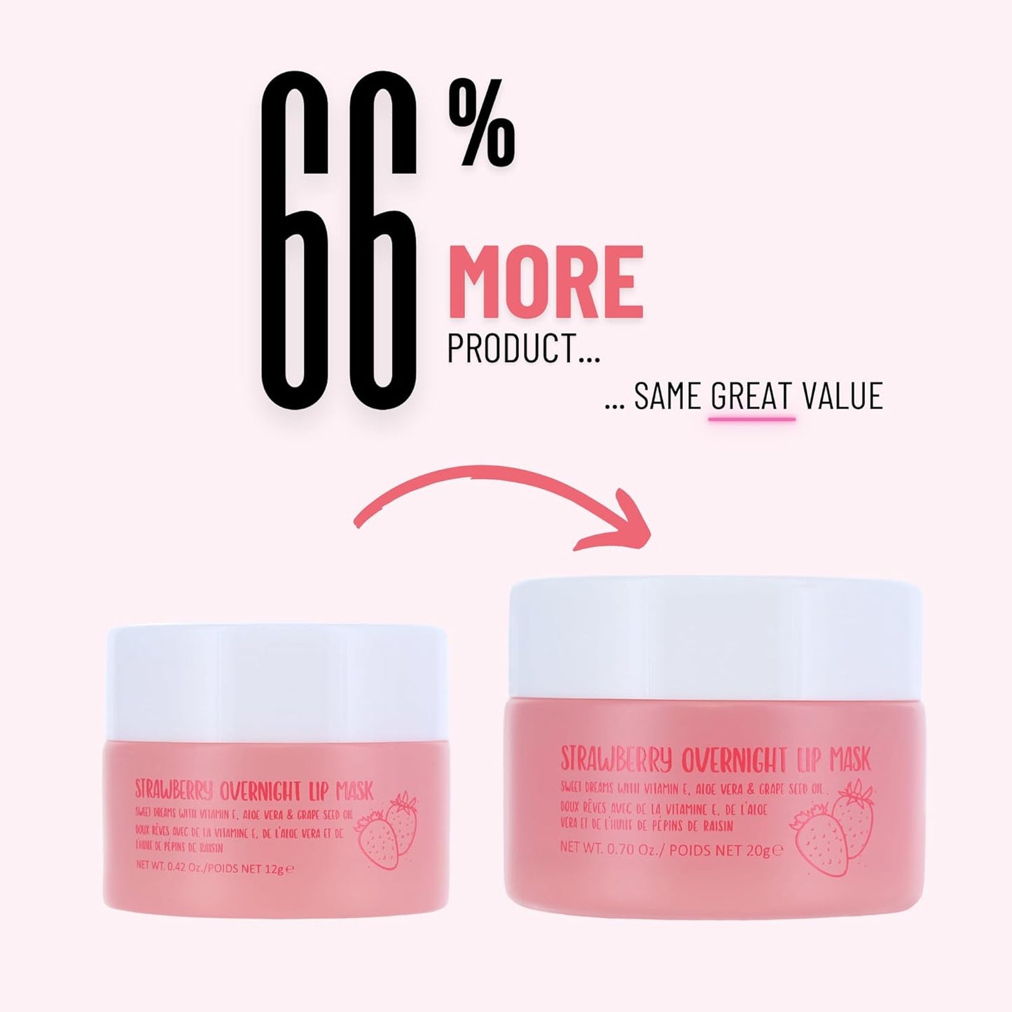 W7 Sweet Dreams Strawberry Lip Mask - Vitamin E, Aloe Vera and Grape Seed Oil - For Hydrated, Full Looking & Irresistible Lips - 0.67 Fl Oz