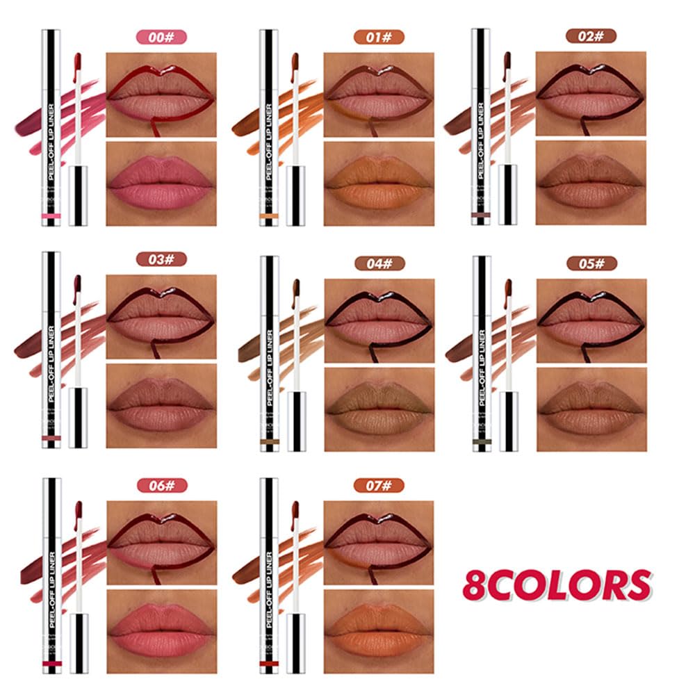 Matte Lip Stain Peel Off Lip Liner, Brown Peel Off Lip Stain Tattoo,Long Lasting & Waterproof Peel Off Lip Gloss Lip Liner,Transfer-Proof All Skin Types.0.12 fl oz #02