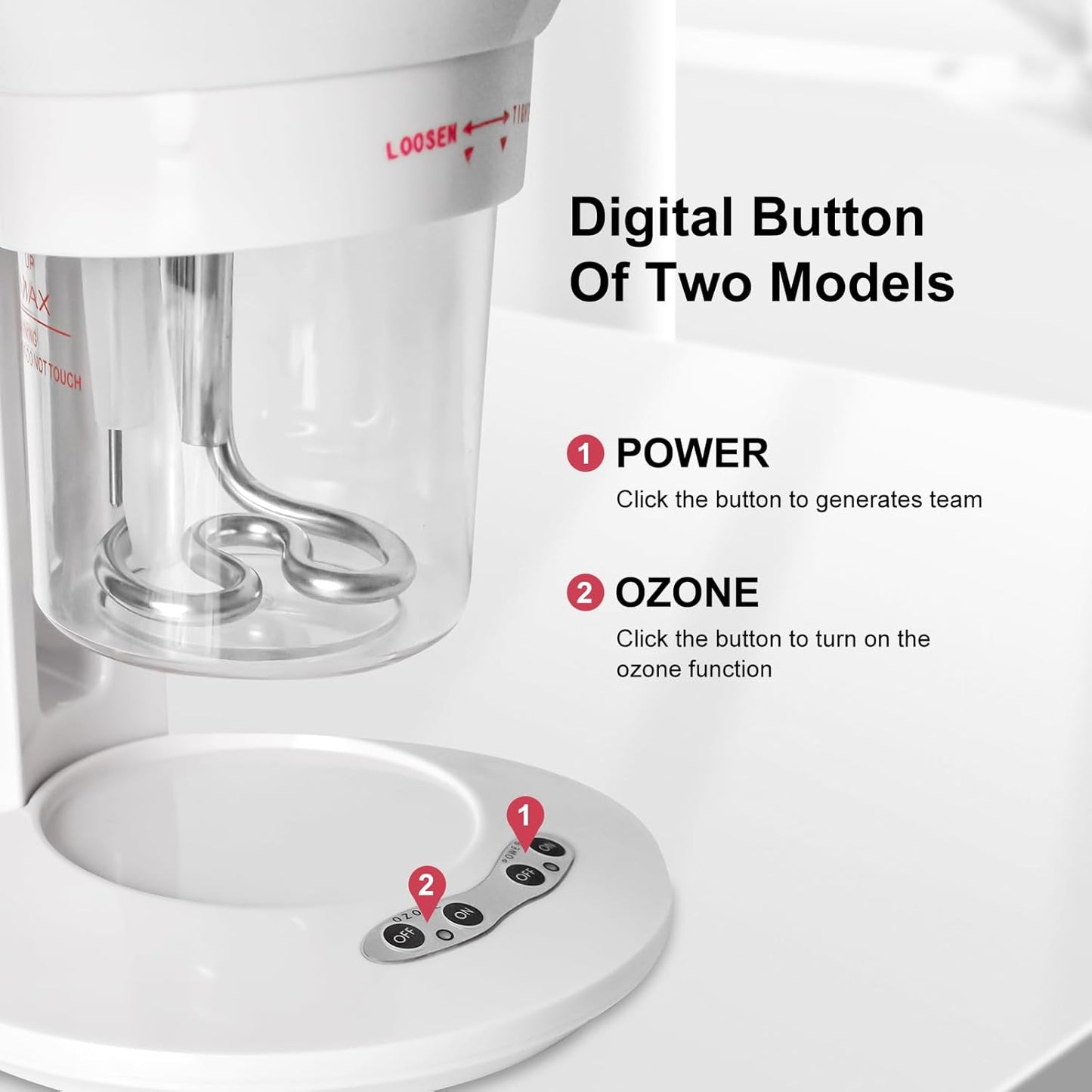 Hair Steamer, 2 in 1 Hair and Face Steamer for Natural Hair with UV Ozone, Hair Humidifier Moisturising Hydration System Sprayer for Personal Care Use at Home Salon and Salon SPA White