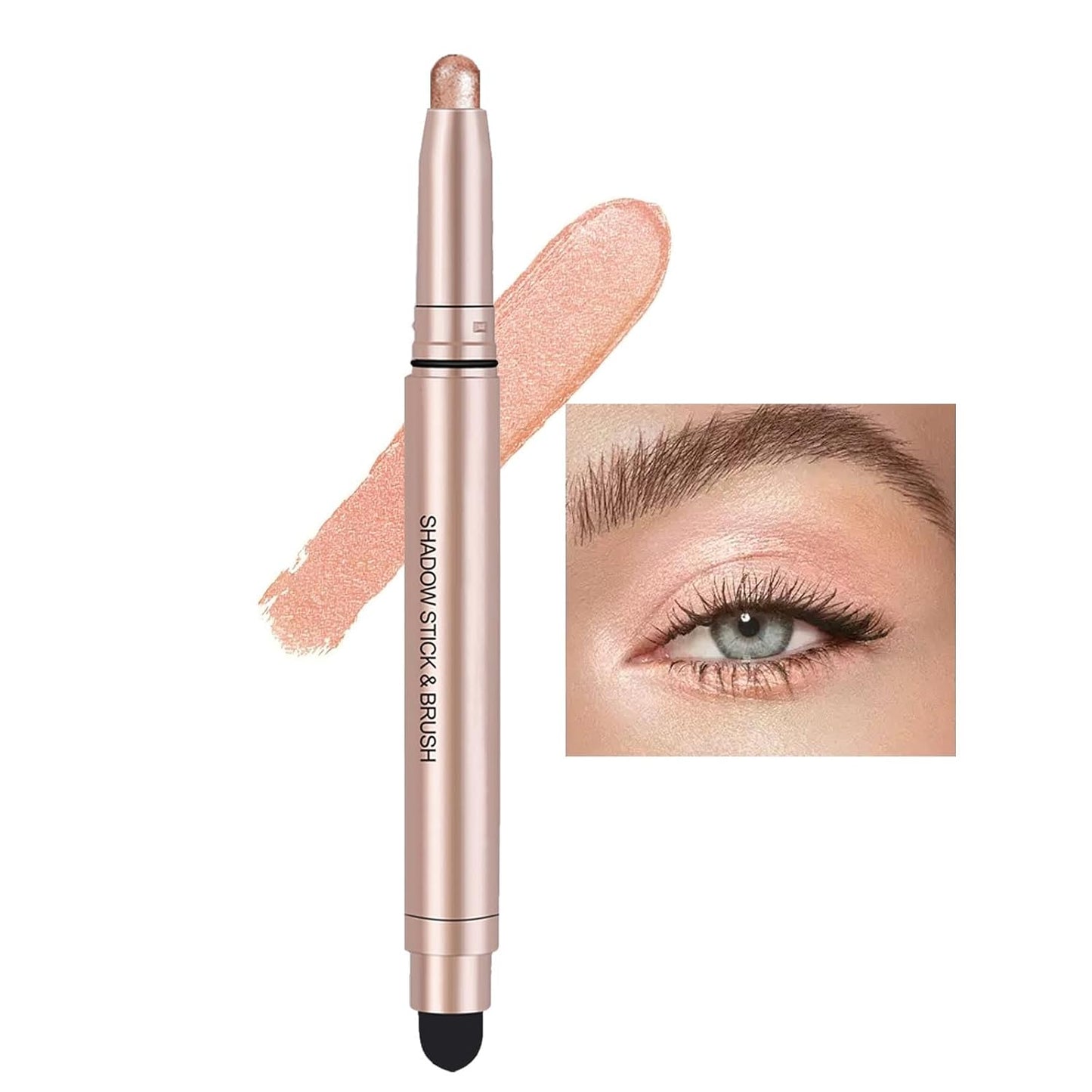 Champagne Eyeshadow Stick, Shimmer Cream Single Eyeshadow Pencil High Pigmented Eye Shadow Brightener Stick, Hypoallergenic Waterproof Long Lasting Highlighter stick Create Multi-Dimensional Eyes Look