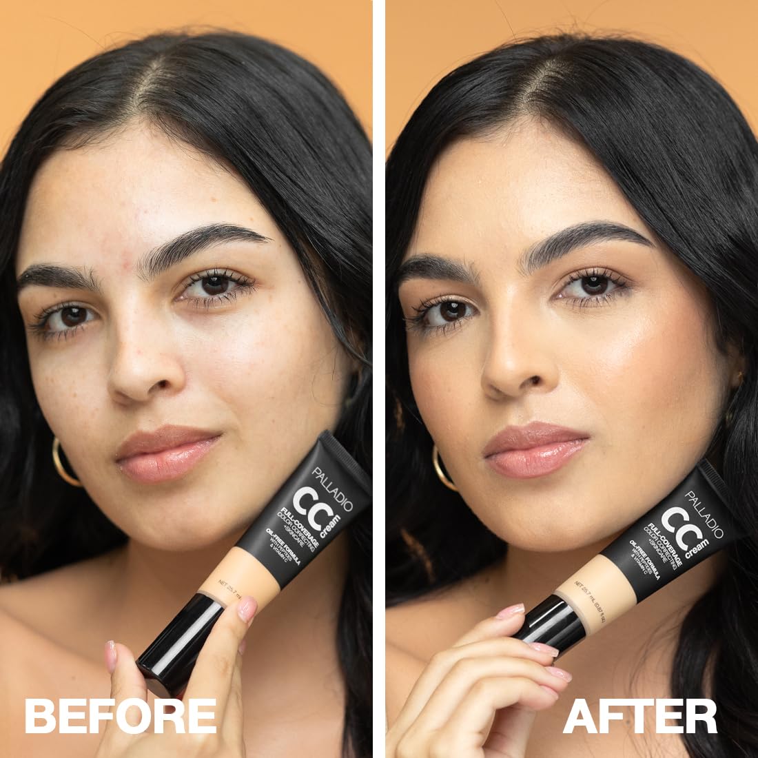 Palladio Full-Coverage Color Correction CC Cream, Oil-Free with Peptides & Vitamin C, Best for Correcting Redness and Uneven Skin Tone, Buildable Foundation Coverage (Med 31C)