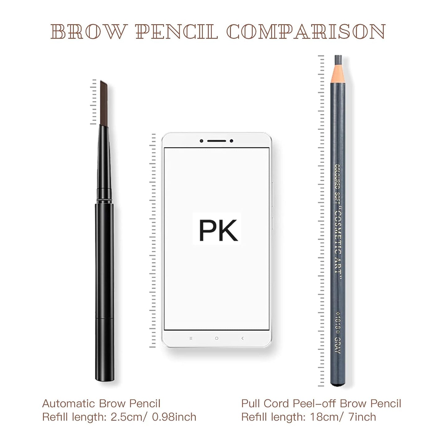 Waterproof Eye-Brows Pen-cil Set, Pull Cord Peel-off Eyebrow Pencil Microblading Eyebrow Pen Supplies Kit, White Eye-Liner Pencil and Eyebrows Tool Tattoo Makeup For Marking (5+1 Gray)