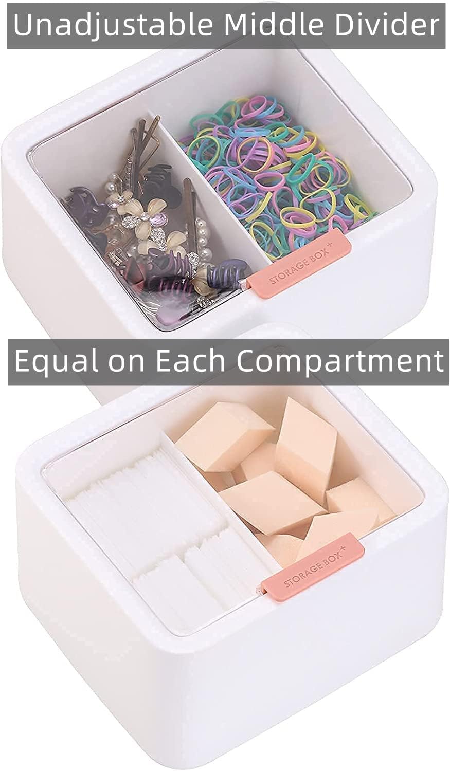 Tecbeauty 2pcs Qtips Holder - Large Cotton Swabs Dispenser, Bathroom Canisters, Storage Container, Hinged Lids, White