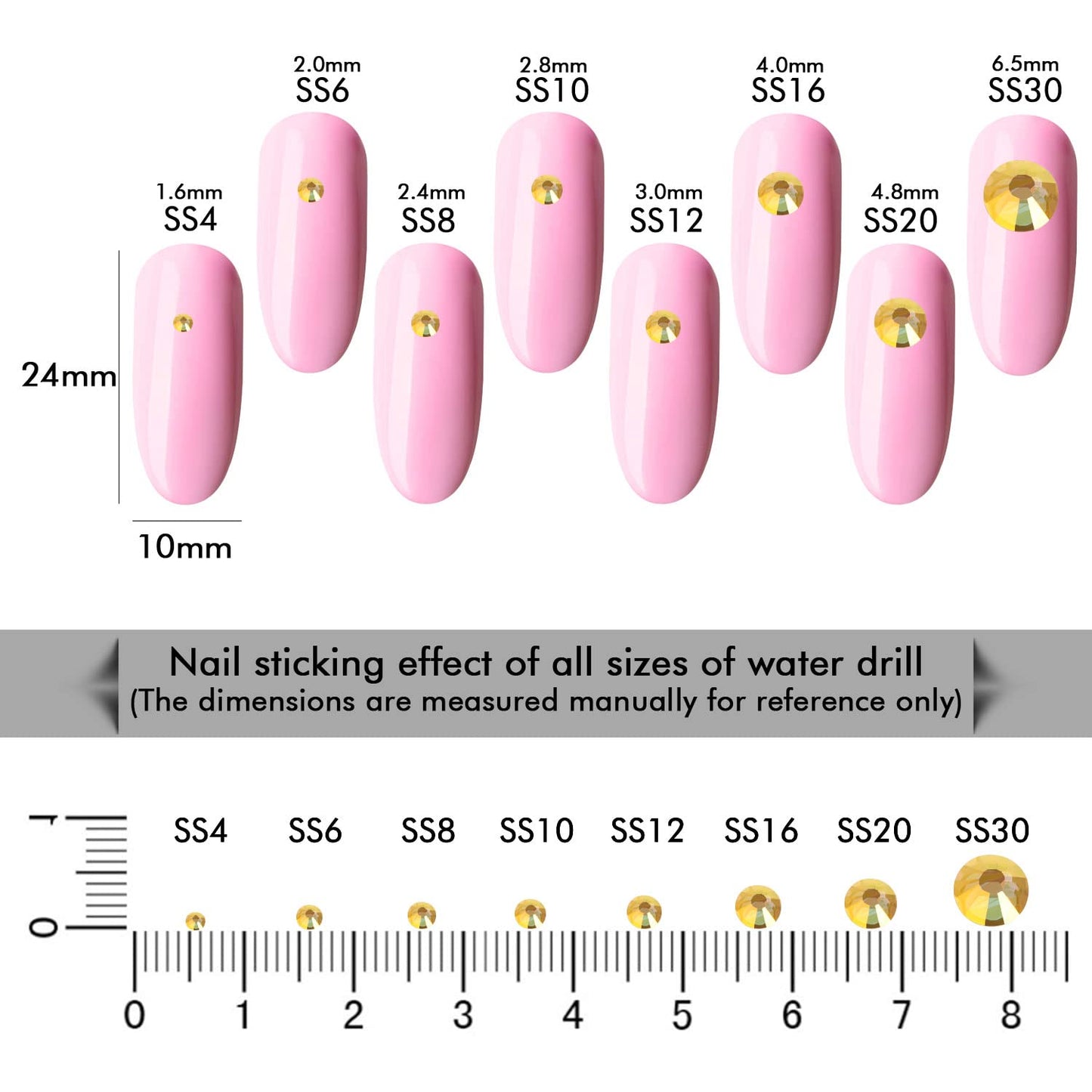 1440Pcs Metallic Sunshine Crystal Rhinestones,Glass Flatback Rhinestones Gemstones Mini for Nail Face Makeup Art Crafts Clothes Decoration -(SS8,2.4mm,Metallic Sunshine)