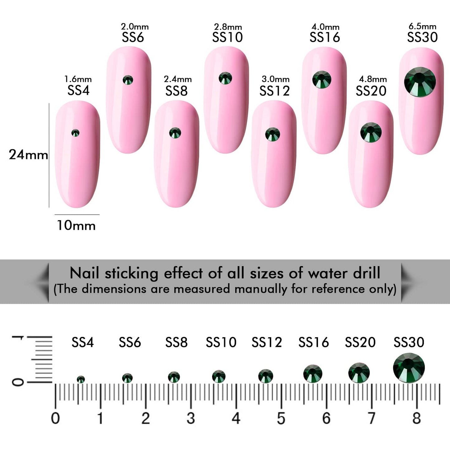 1440Pcs Dark Green Crystal Rhinestones,Glass Flatback Rhinestones Gemstones Small for Nail Face Makeup Art Crafts Clothes Decoration -(SS8,2.4mm,Dark Green)