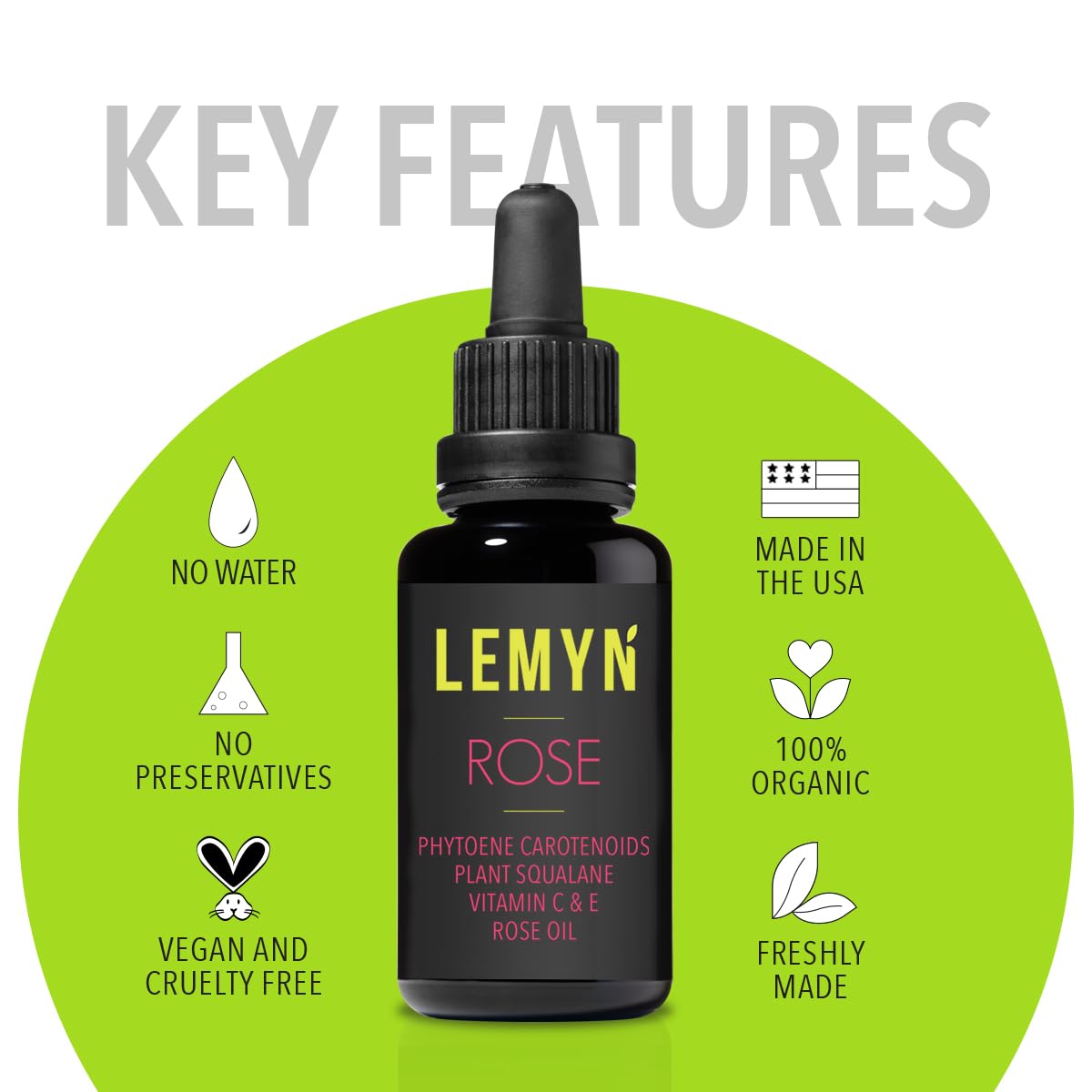 Squalane + Vitamin C Rose Oil Serum | Luxury Hydrating & Brightening Face Oil | With THD Vitamin C, Rosa Damascena & Carotenoids | Freshly Made in USA | 15ml