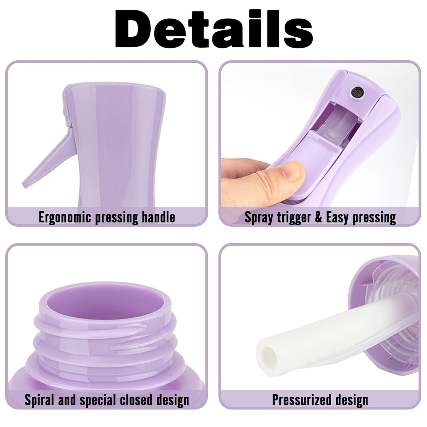 Spray Bottle for Hair (6.8OZ /200ML) Continuous Ultra Fine Mist Sprayer for Hair, Salons, Barber, Plants, Skin Care, Cleaning 1 Pack Purple