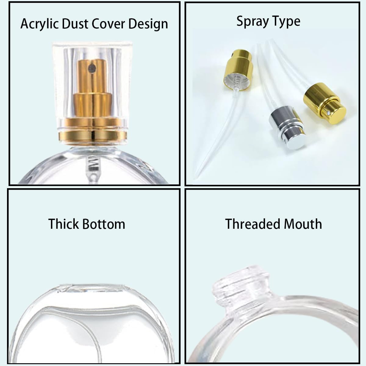 3 Pcs Perfume Bottle Atomizers,1 oz Refillable Fine Mist Sprayer Empty Fragrance Bottles Portable Travel Perfume Dispenser Containers for Essential Oil perfumery(30ml)