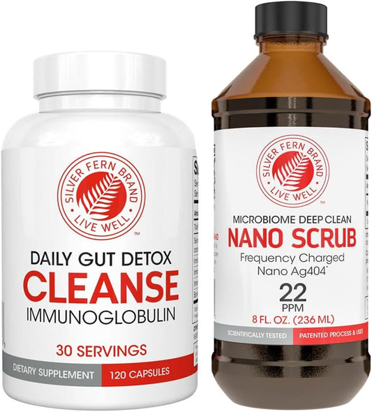 Silver Fern Brand Ultimate Clean-Up Kit - Mild Issues - Cleanse Capsules & Nano Scrub Liquid, I Kit, 30 Day Supply, No Gluten, No Dairy, Made in USA