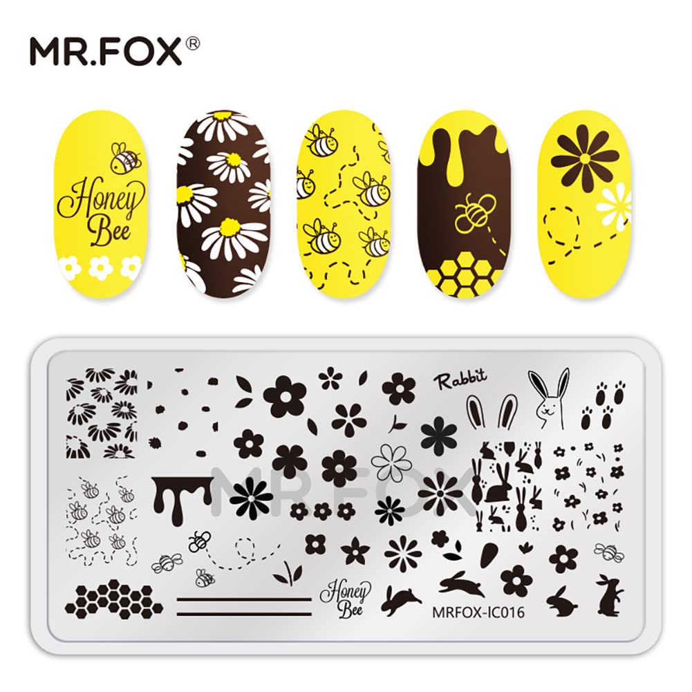 MR.FOX Nail Stamping Plate Set, 5Pcs Nail Art Stamp Kit Templates for Women with Plenty of Images