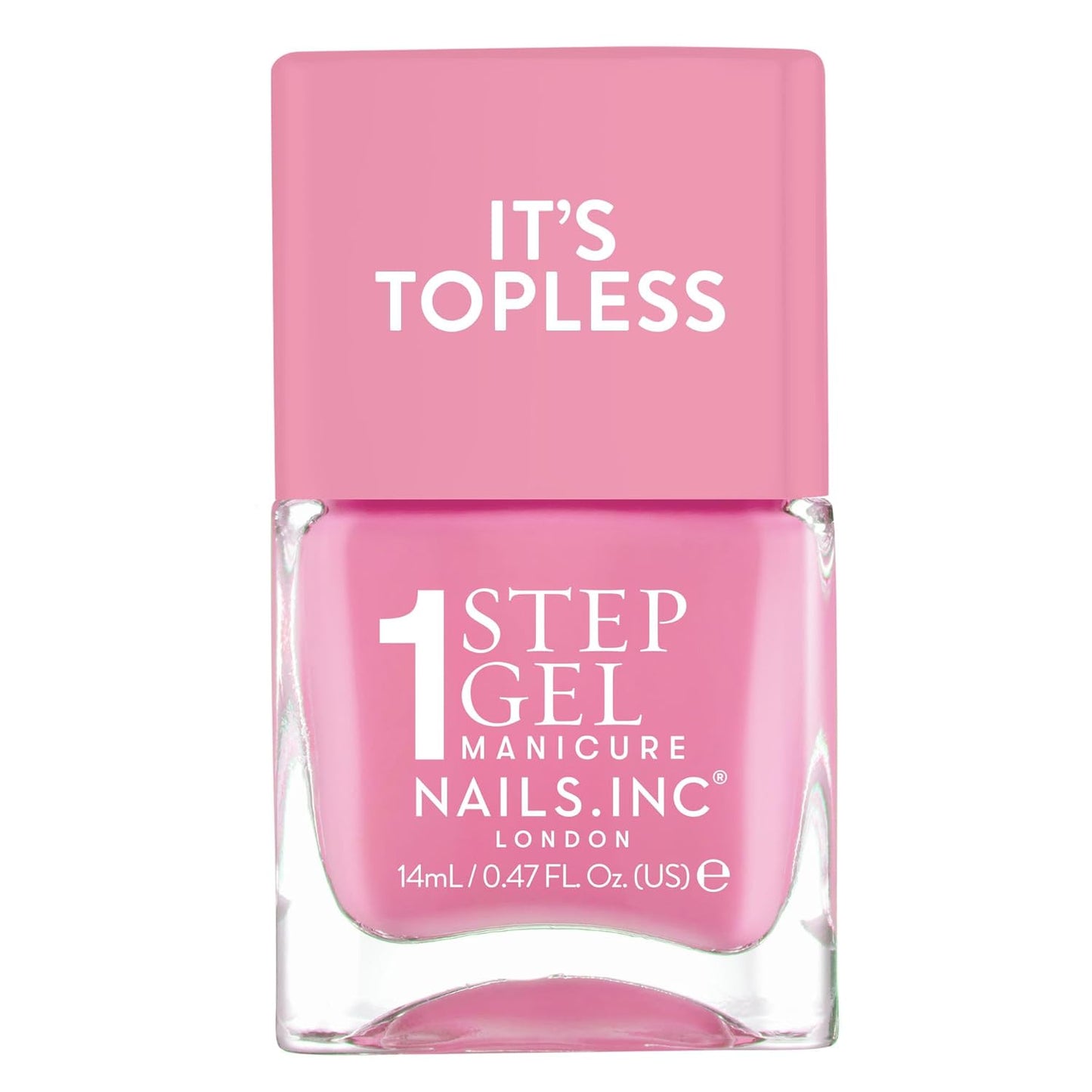 Nails Inc It's Topless Gel-Like Nail Polish, 4-in-1 Base Coat, Treatment, Color & Top Coat, Long Lasting, Strong, Chip Free Nails, Glossy Salon Quality Manicure, Air Dry Nail Polish, Miley, 0.47 Fl Oz