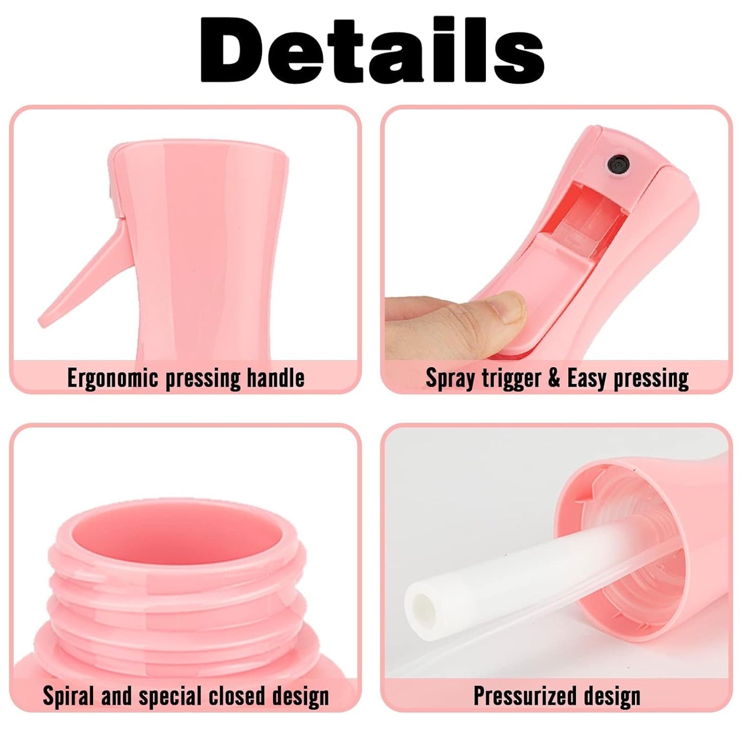 Spray Bottle for Hair (6.8OZ /200ML) Continuous Ultra Fine Mist Sprayer for Hair, Salons, Barber, Plants, Skin Care, Cleaning 1 Pack PINK