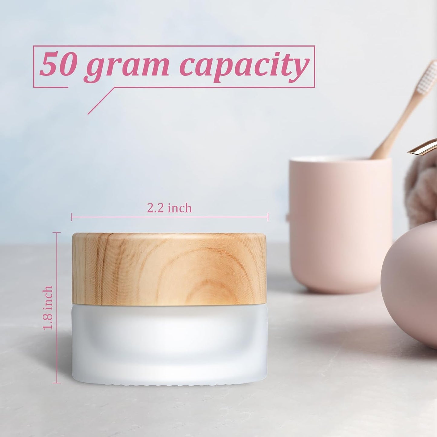 Geiserailie 10 Pieces Glass Cosmetic Containers Empty Sample Jars with Leak Proof Lids Makeup Sample Containers for Lotion Cream Cosmetic (50 Gram)